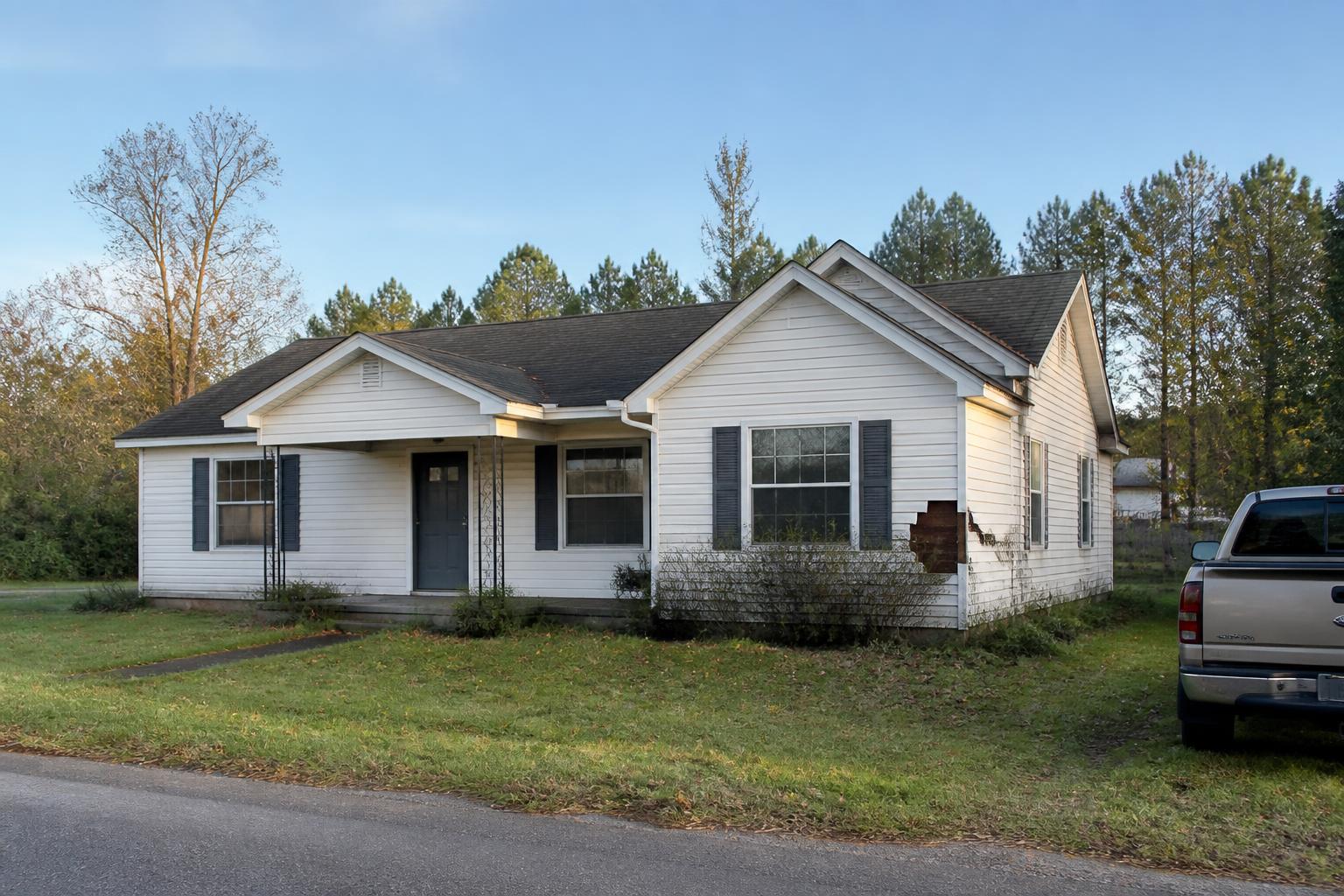A vacant North Mississippi house with deferred exterior repairs